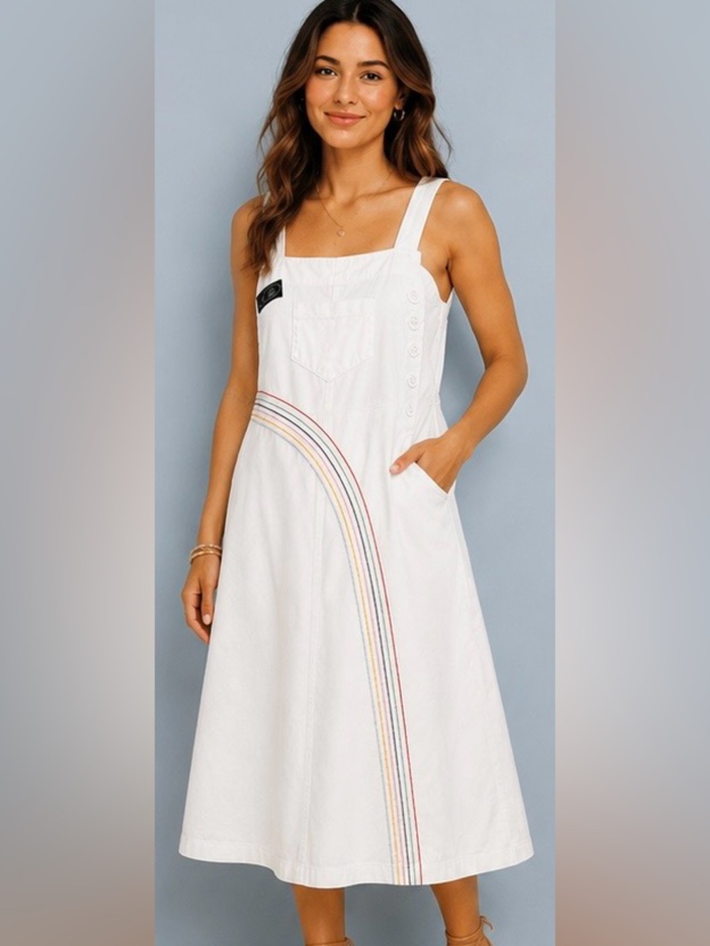 Christopher Lee by William White Rainbow Stitch Midi Dress | Vintage
